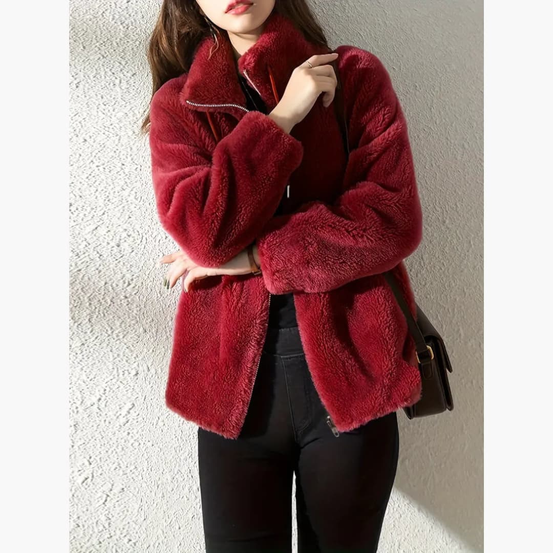 WW | Damen Teddyjacke Warm Und Lässig Mit Reißverschluss