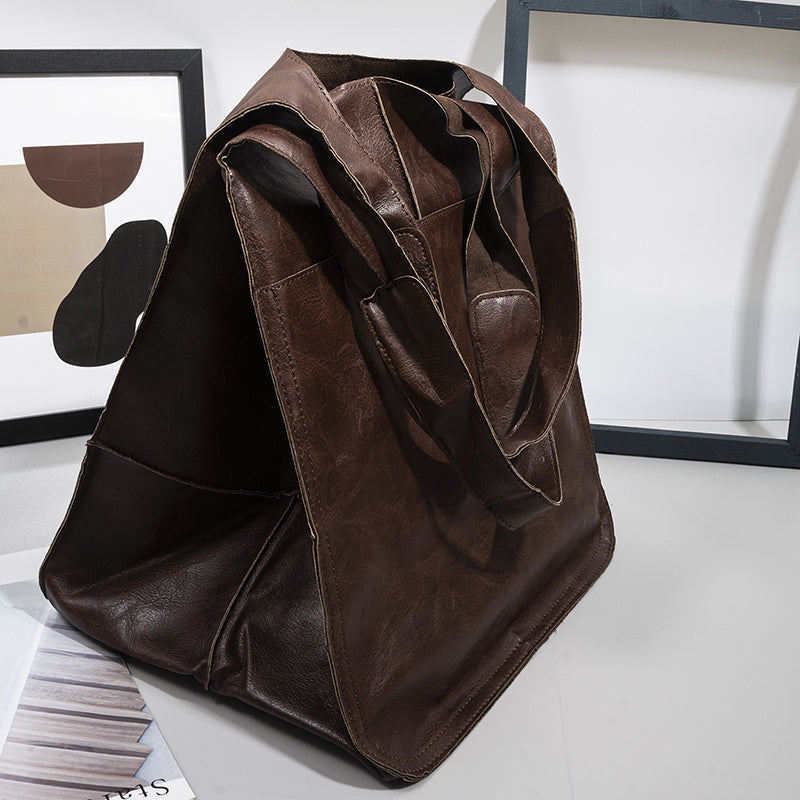WW | Oversized Leather Shoulder Bag for Women