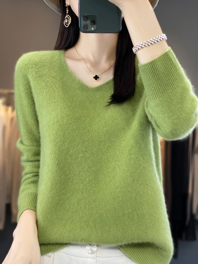 WW | Cashmere Pullover Damen Eleganter V-ausschnitt, Weich & Komfortabel