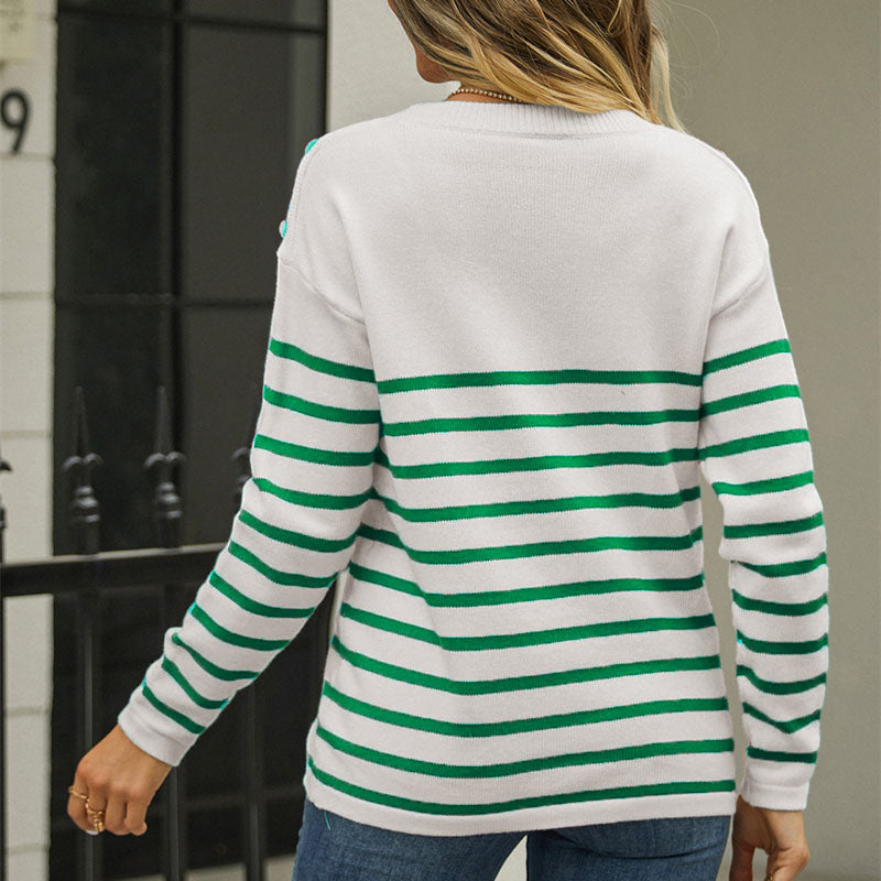 WW | Striped Knitted Sweater with Fine Pattern