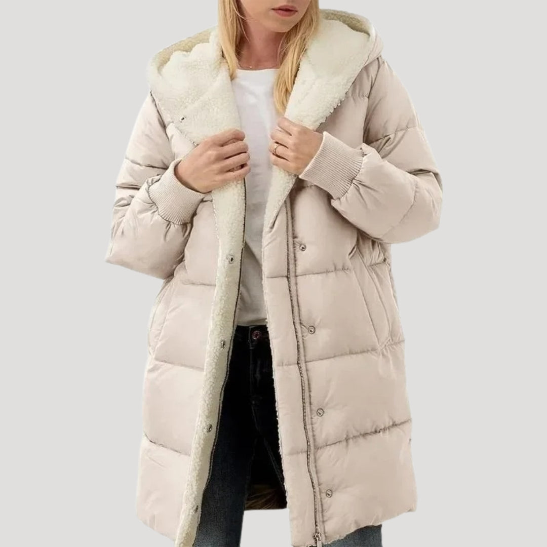 WW | Damen Faux-Fur gefütterte Jacke Lange Jackenstil