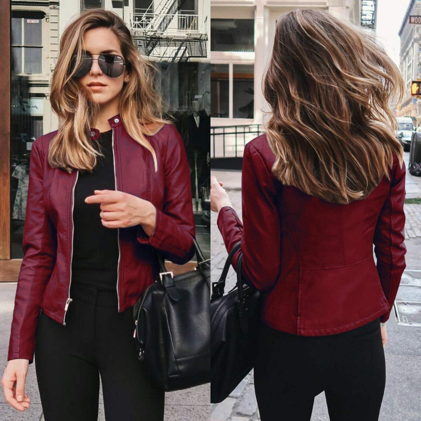 WW | Lederjacke - Elegant - Schwarz, flexibles Leder, raffinierte Verarbeitung - Perfekt für den Abendausgang