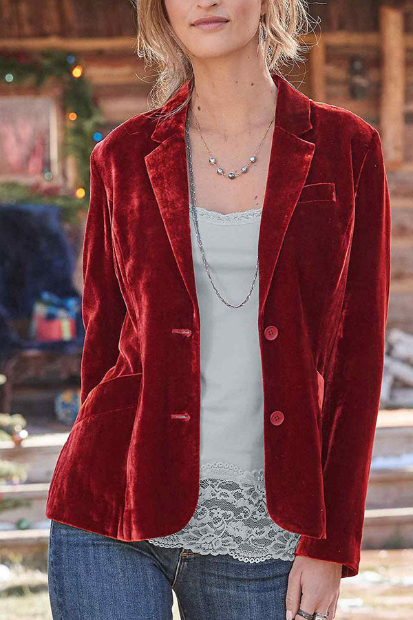WW | Velvet plain fashionable casual suit jacket