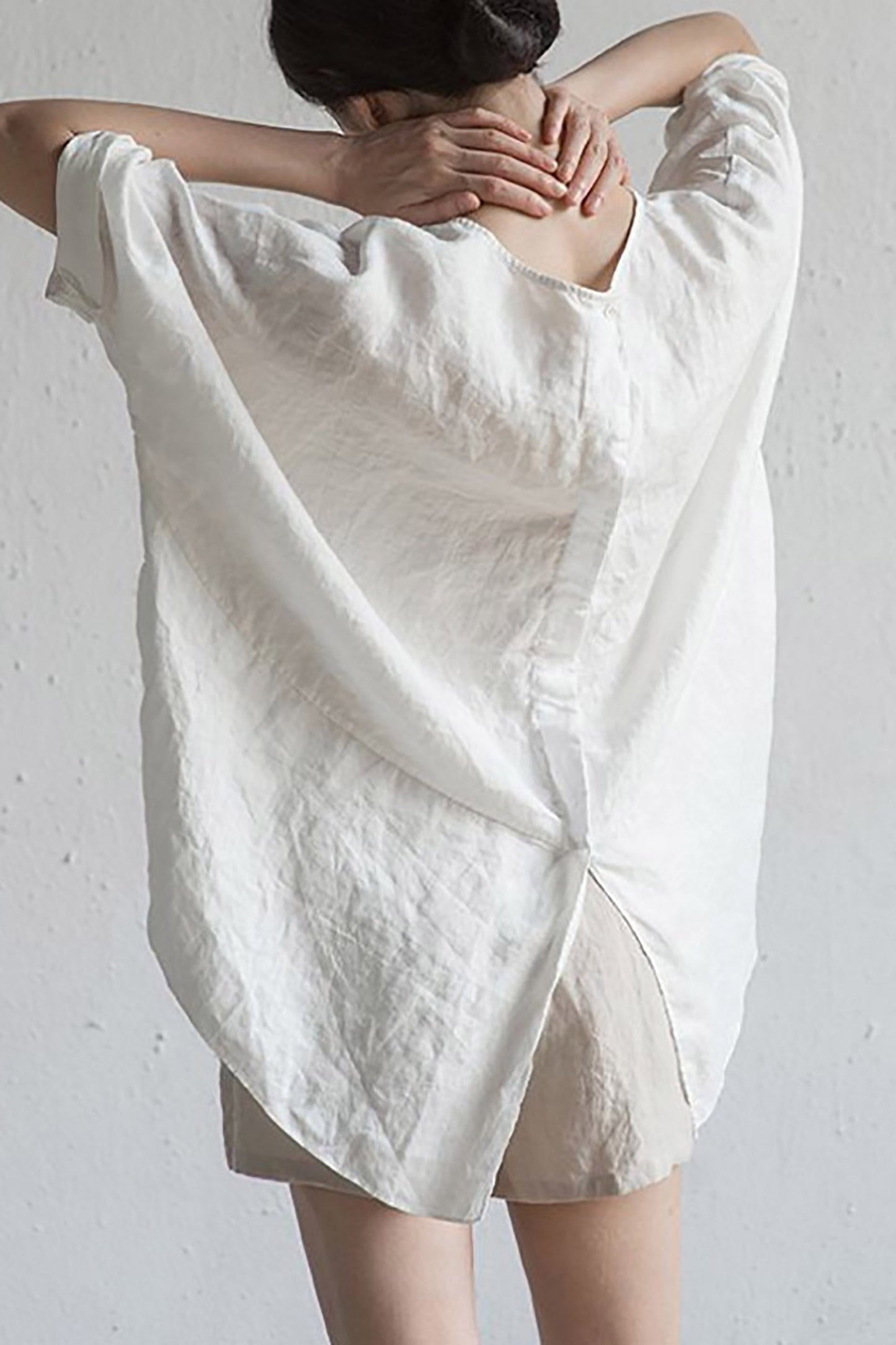 WW | Stylish Japanese Linen Cardigan - Half Sleeves and Round Neck