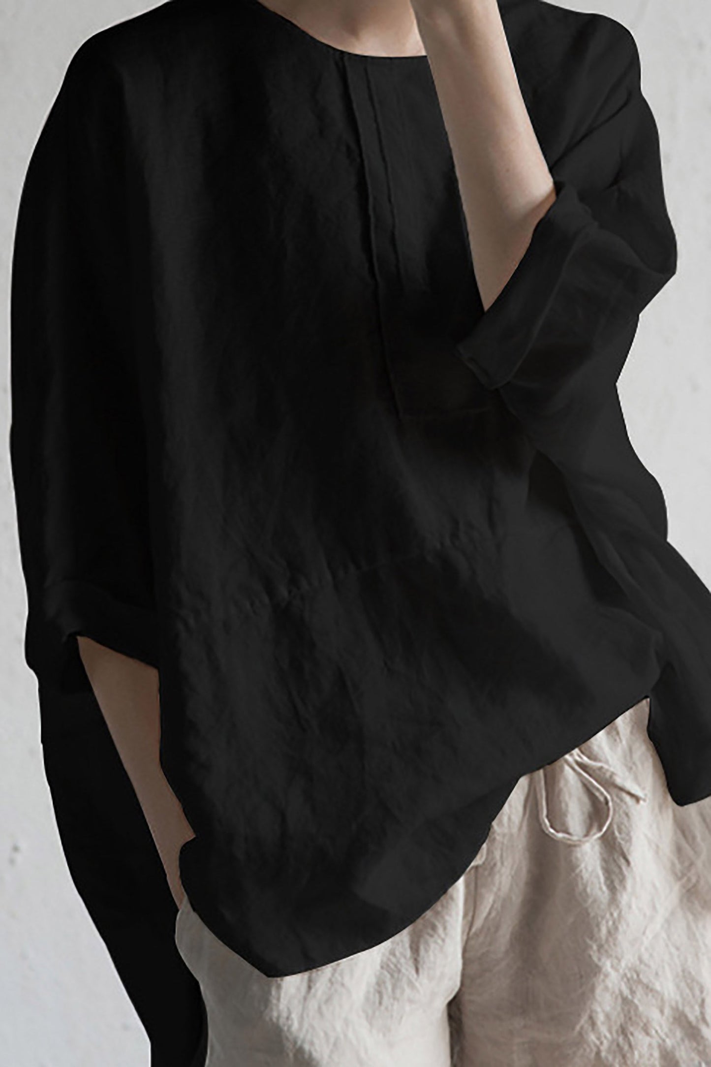 WW | Stylish Japanese Linen Cardigan - Half Sleeves and Round Neck