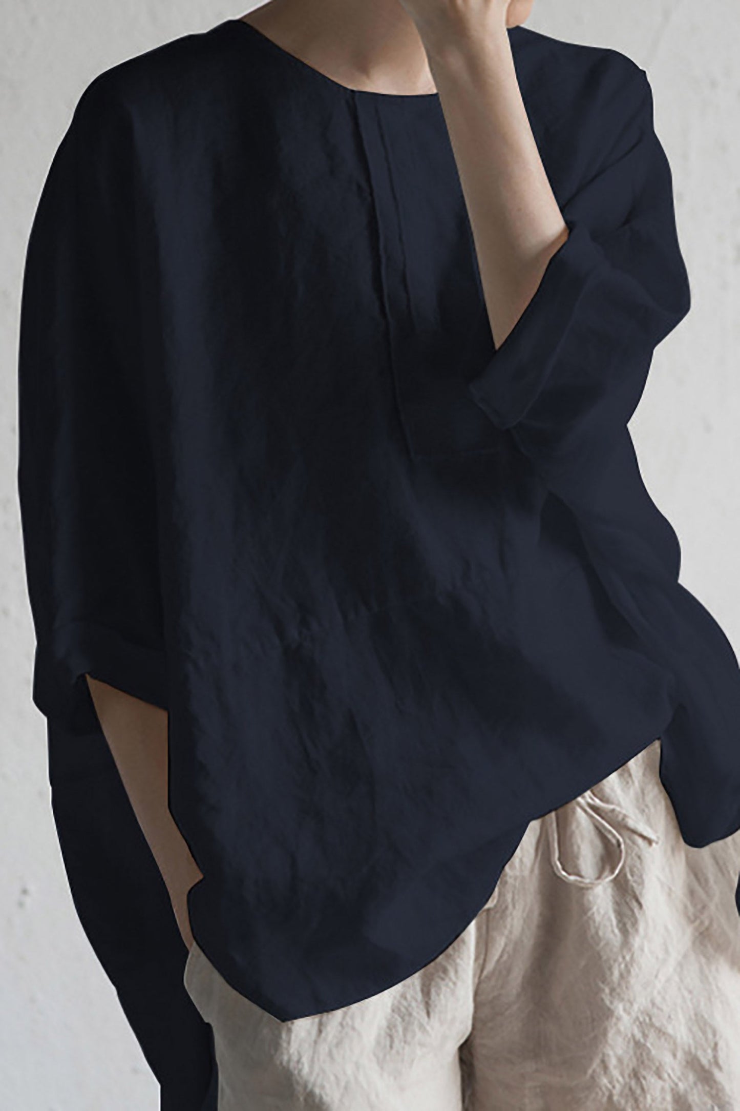 WW | Stylish Japanese Linen Cardigan - Half Sleeves and Round Neck