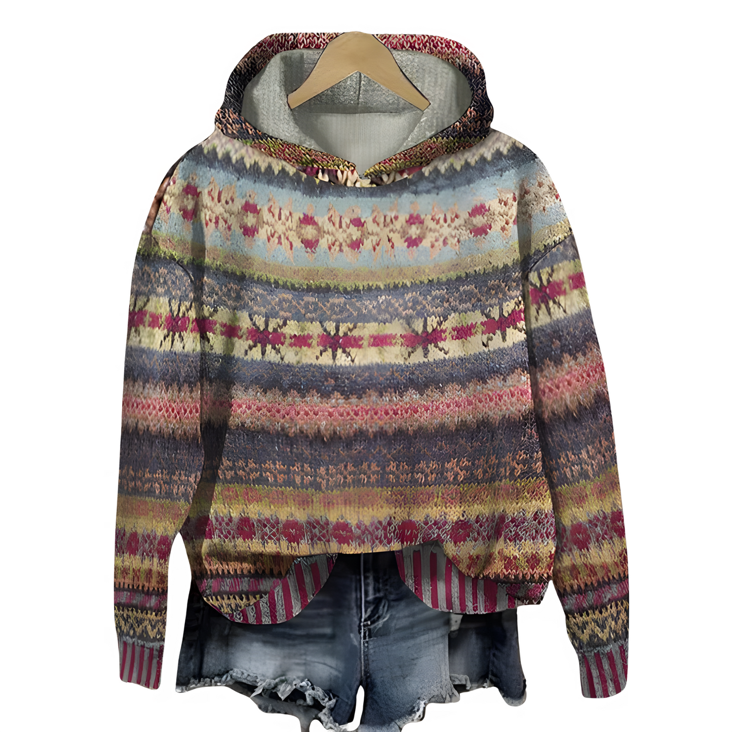 Sola Hoodie with Timeless Pattern - Red