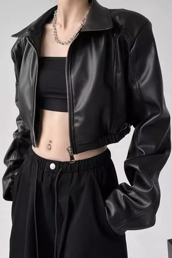 WW | Down Collar Biker Short Jacket