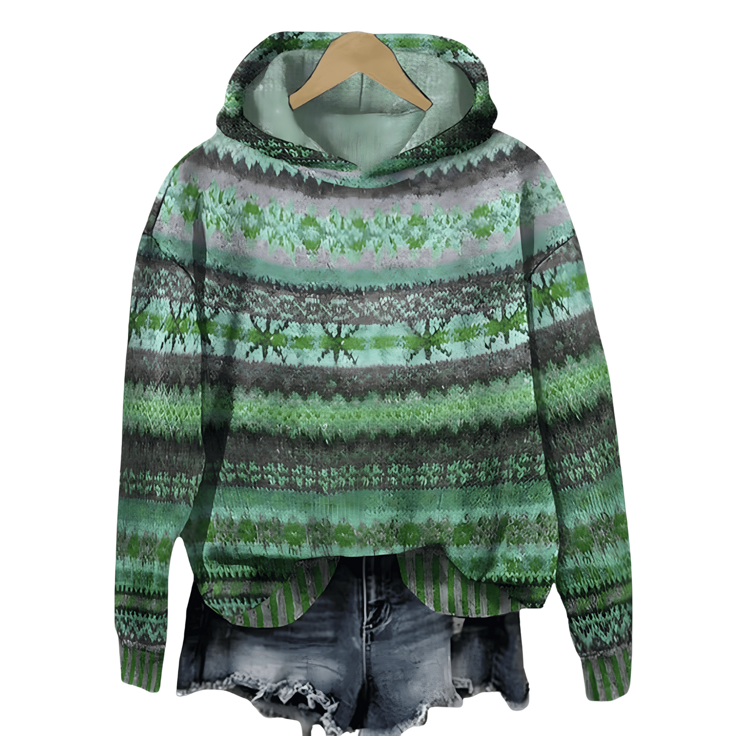 Sola Hoodie with Timeless Pattern - Green