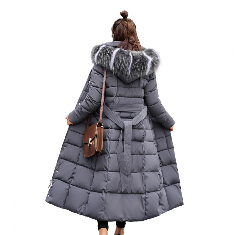 WW | Women's Long Quilted Winter Parka with Hood and Belt
