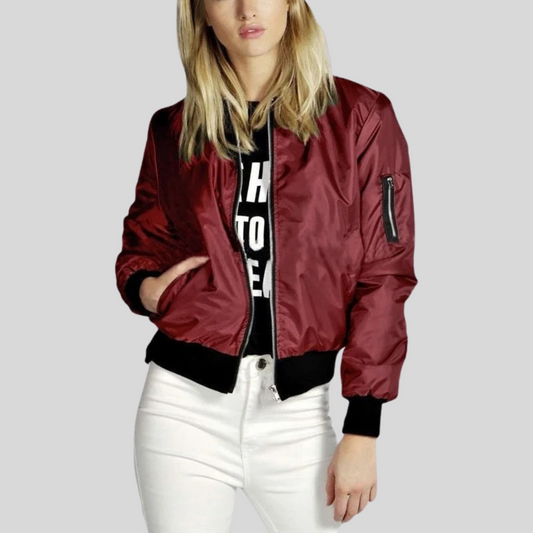 WW | Stylish women's bomber jacket with round neckline