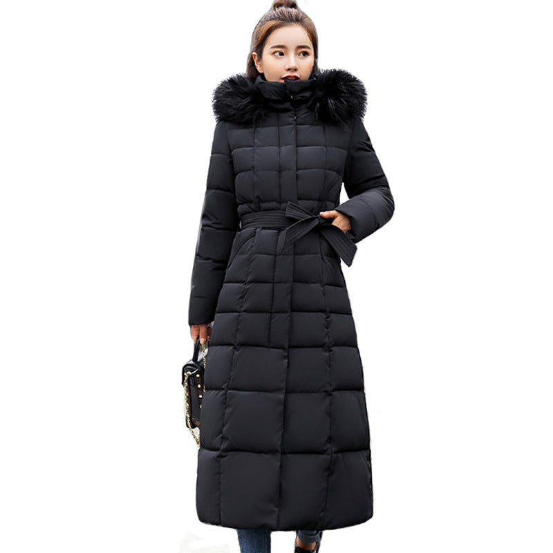 WW | Women's Long Quilted Winter Parka with Hood and Belt