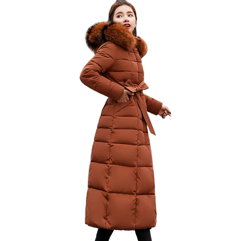 WW | Women's Long Quilted Winter Parka with Hood and Belt