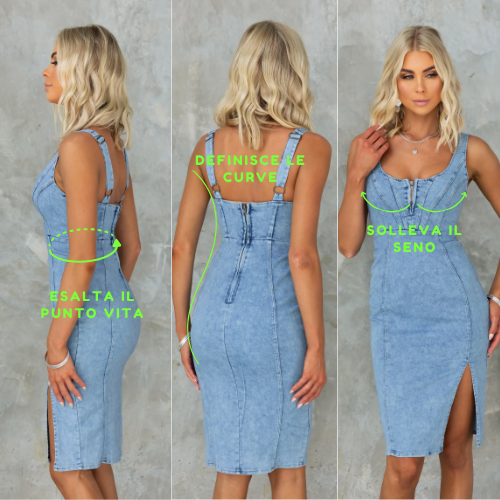 WW | Denim Kleid mit Enganliegender Passform Die Ein Elegantes Aussehen Sicherstellt