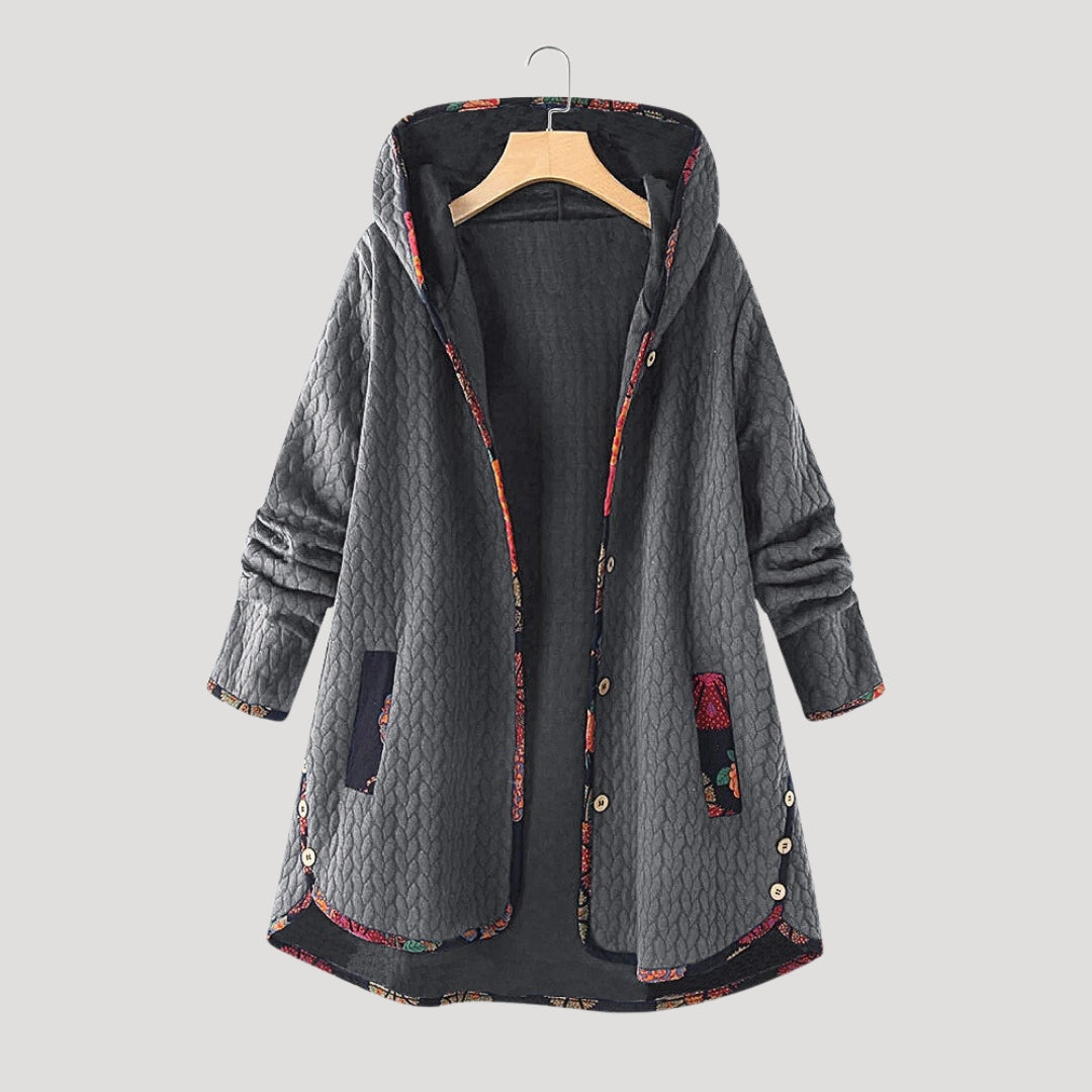 WW | Damen Wintermantel Fleece Kapuzen langes Jacket