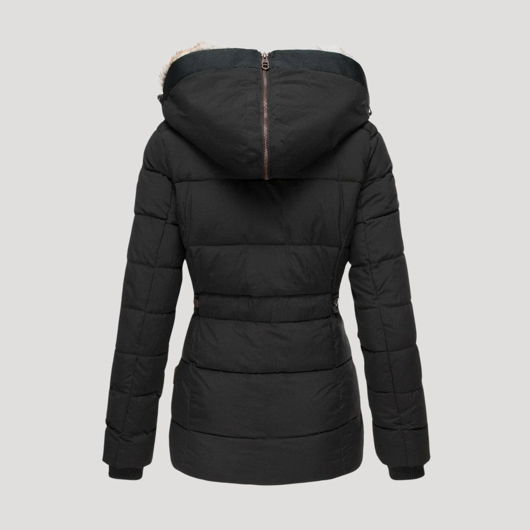 WW | Damen gepolsterter Wintermantel mit Kunstpelzkragen Jacke