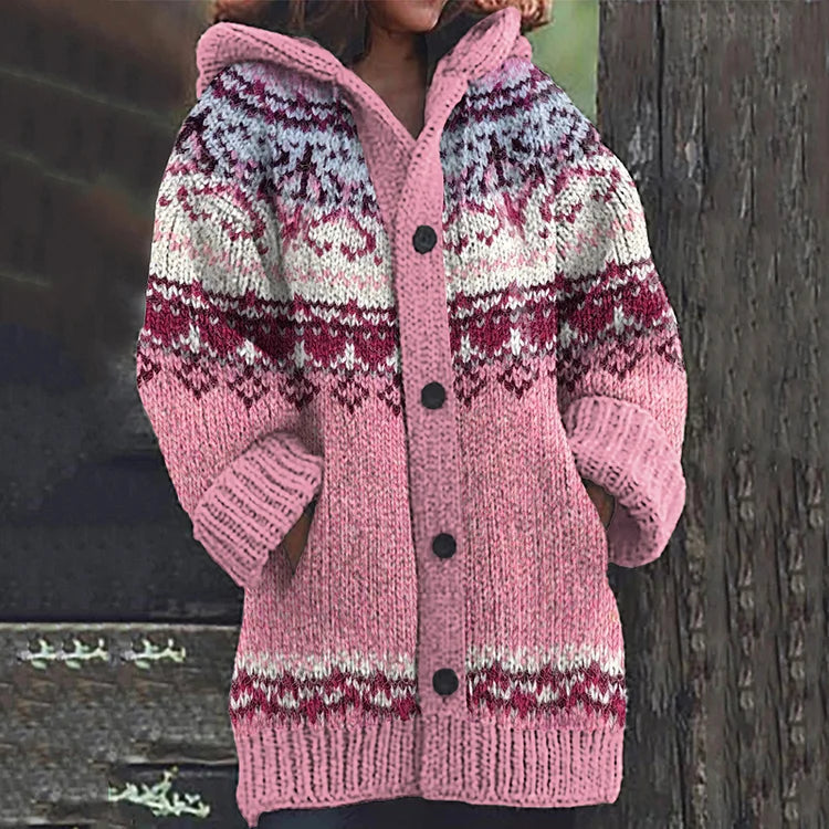 WW | Warm knit cardigan with print