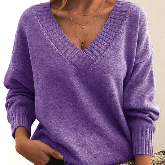 WW | Lässiger V-Ausschnitt Pullover für Frauen