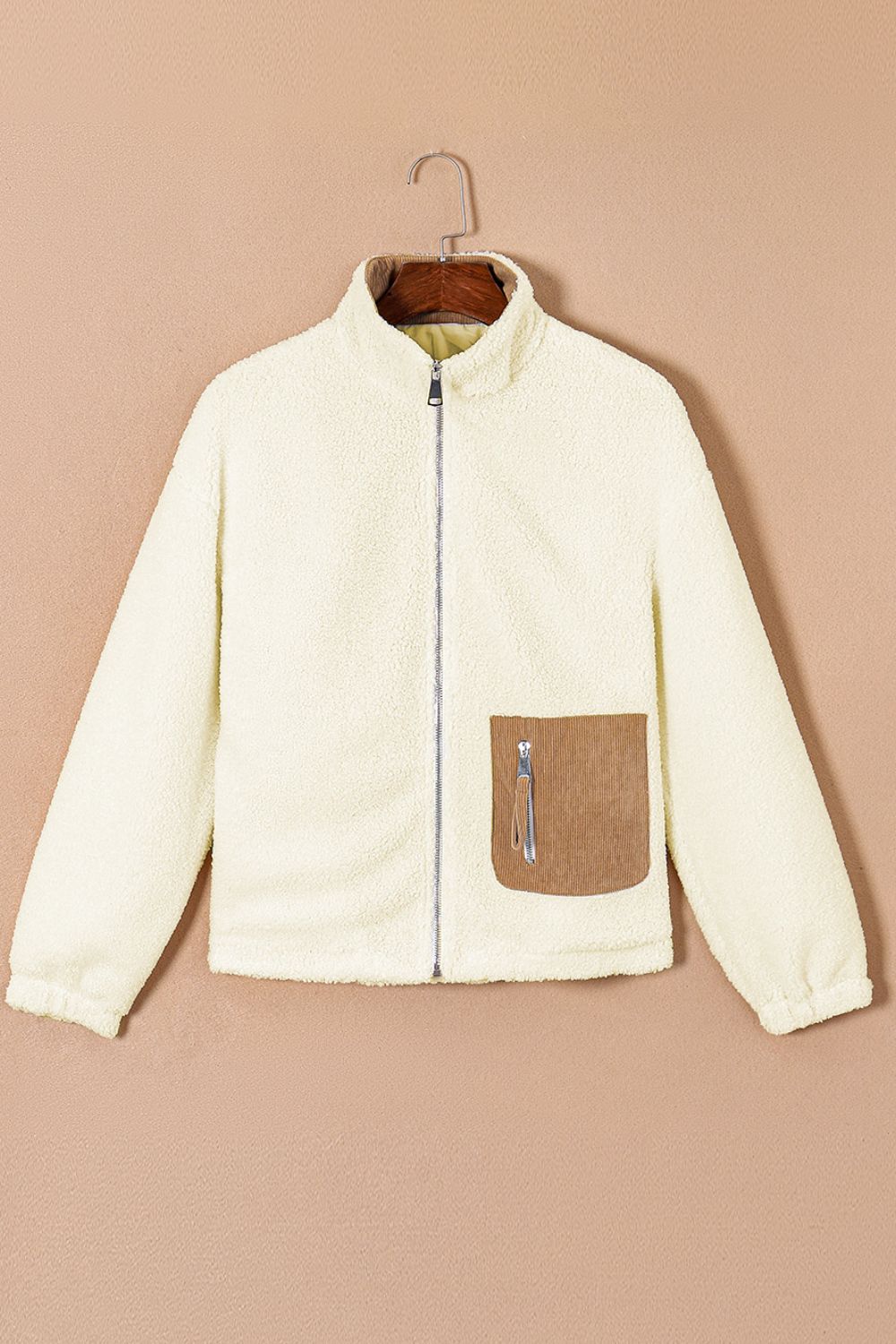 WW | Fleece Jacke - Warm & Stylish Design - Kontrasttasche - Alltagsoberbekleidung