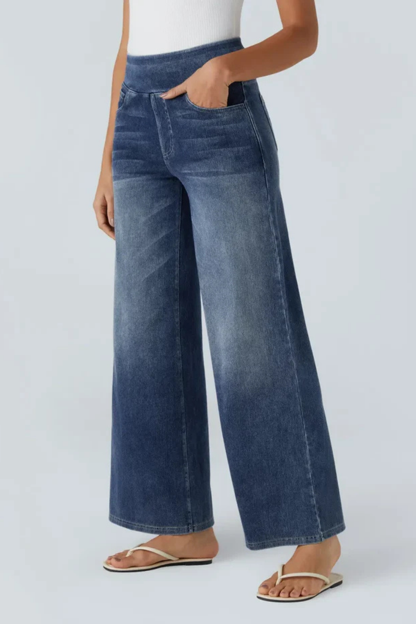 Evanna High-Waisted Trousers - Dark Blue