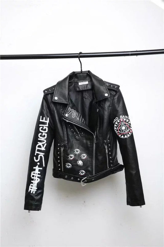 WW | Women's Leather Jacket With Cool Print