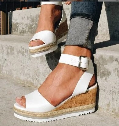 Sandals with Buckle Wedge Heel