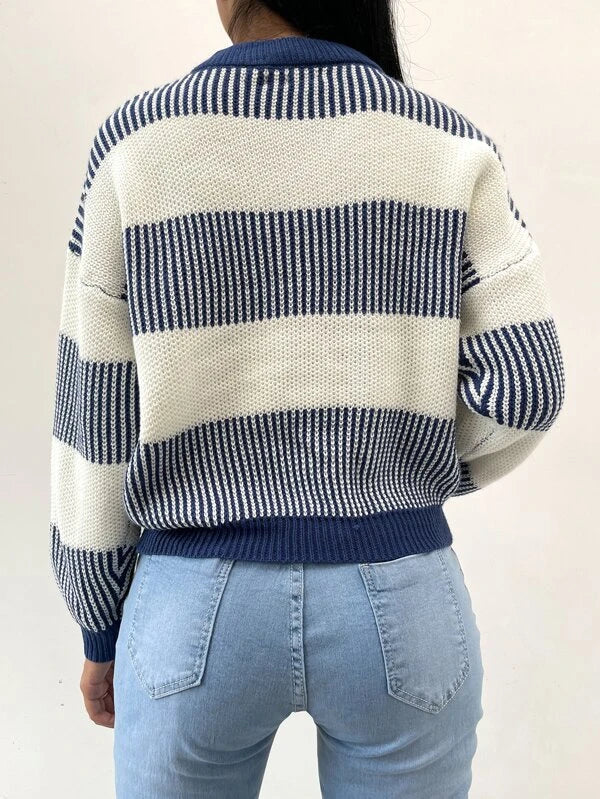 WW | Casual Blue Striped Sweater For Women