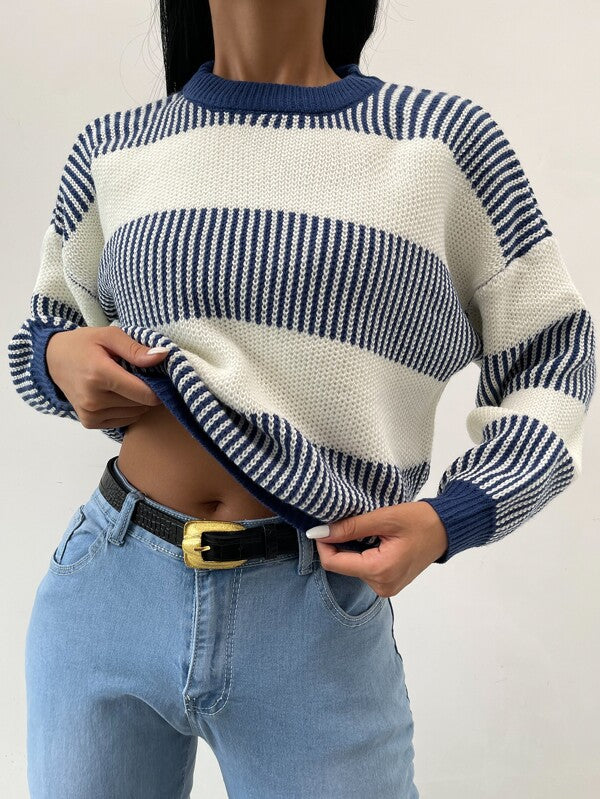 WW | Casual Blue Striped Sweater For Women