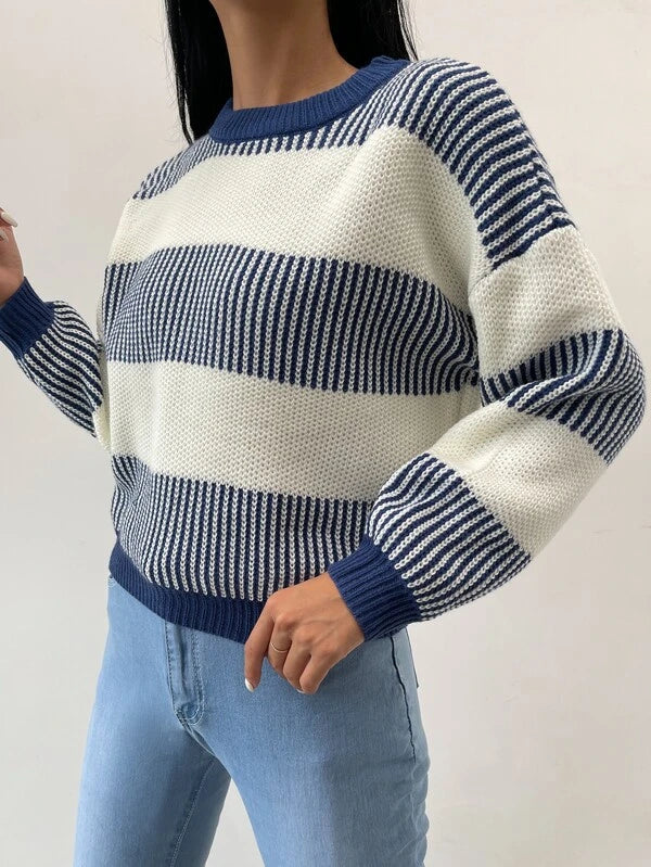 WW | Casual Blue Striped Sweater For Women