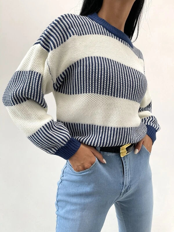 WW | Casual Blue Striped Sweater For Women