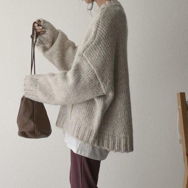 WW | Übergroßer Pullover mit Taschen und Komfort in Elfenbein