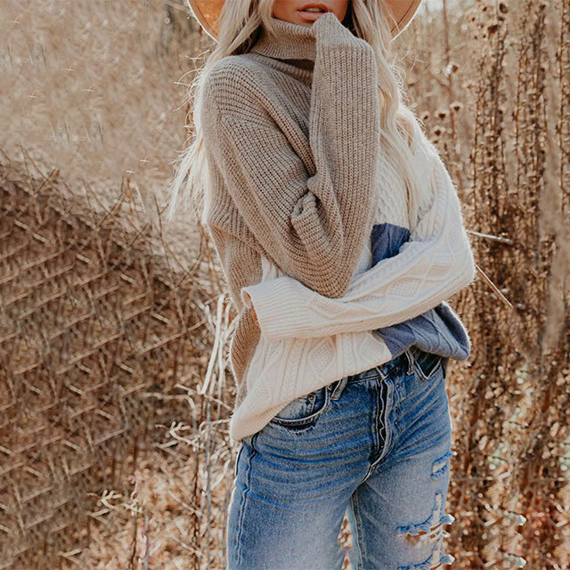 WW | Strickpullover mit Kontrastierendem Rollkragen