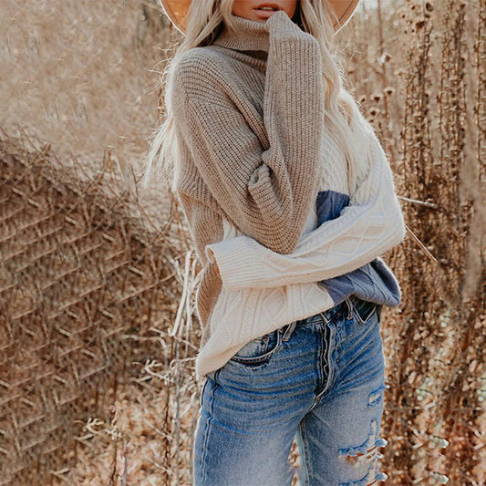 WW | Strickpullover mit Kontrastierendem Rollkragen