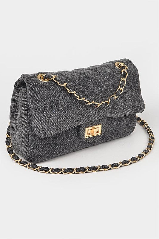 WW | Denim Quilted Convertible Shoulder Bag
