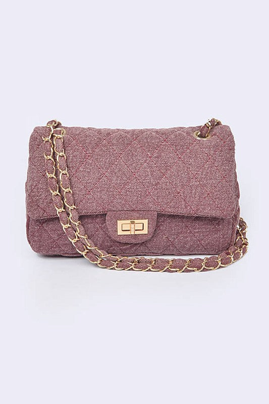 WW | Denim Quilted Convertible Shoulder Bag