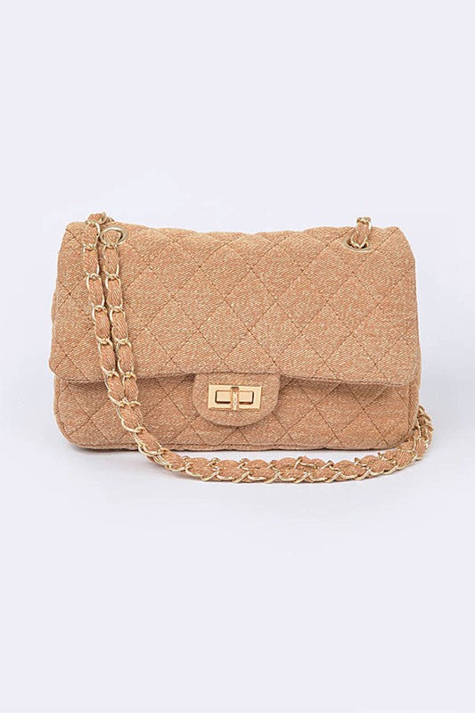WW | Denim Quilted Convertible Shoulder Bag