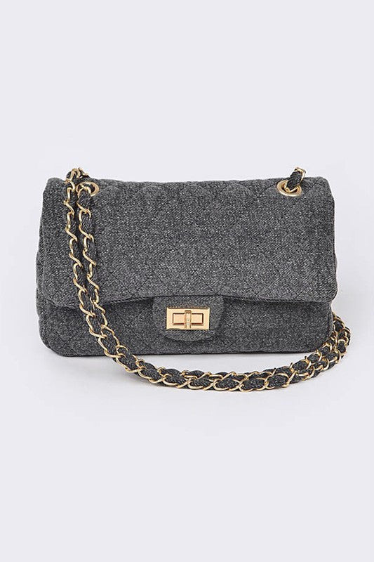 WW | Denim Quilted Convertible Shoulder Bag