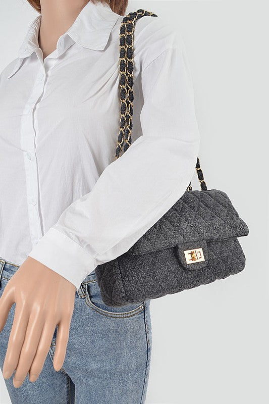 WW | Denim Quilted Convertible Shoulder Bag