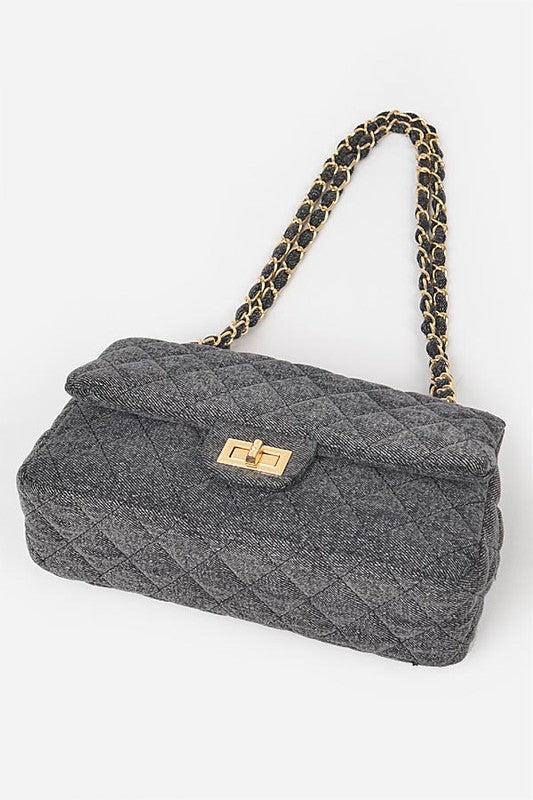 WW | Denim Quilted Convertible Shoulder Bag