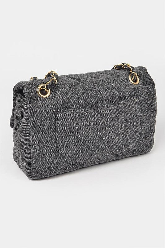 WW | Denim Quilted Convertible Shoulder Bag