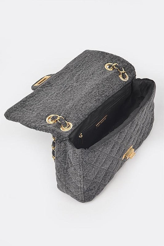 WW | Denim Quilted Convertible Shoulder Bag