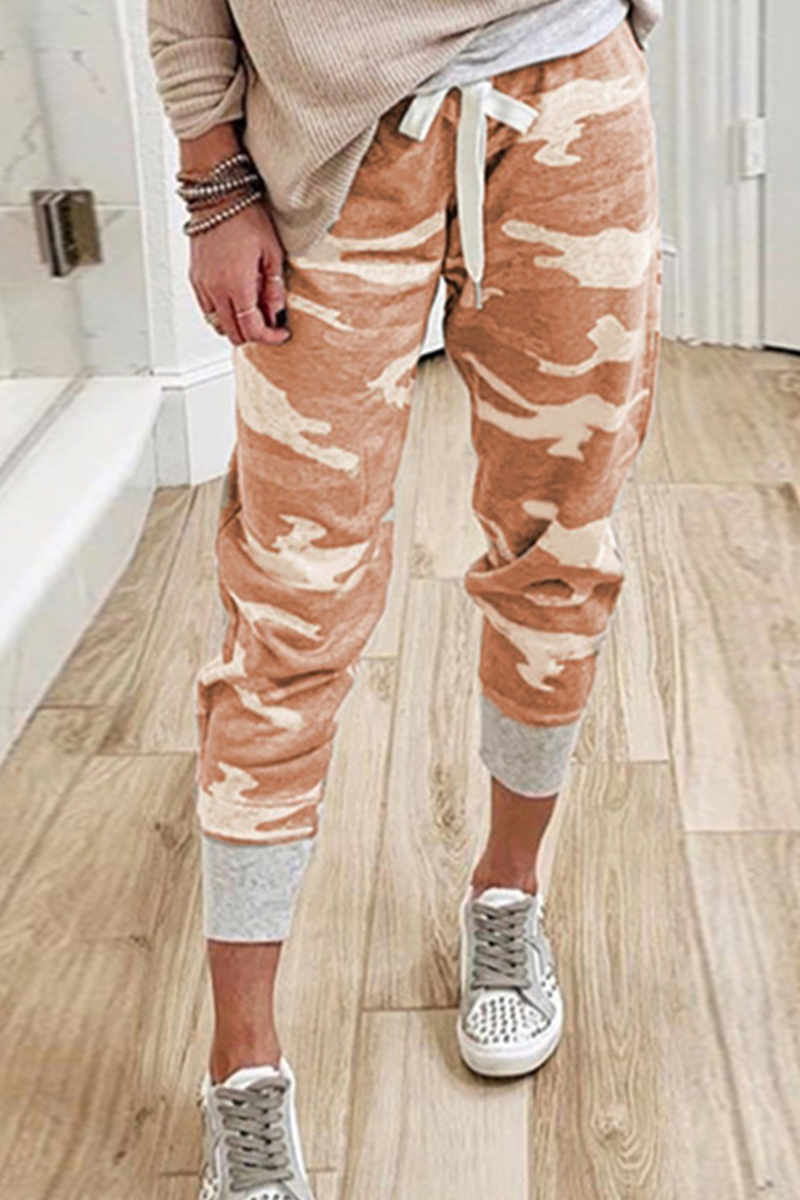 WW | Lässig Camouflage Druck Draw String Capri Patchwork Hosen