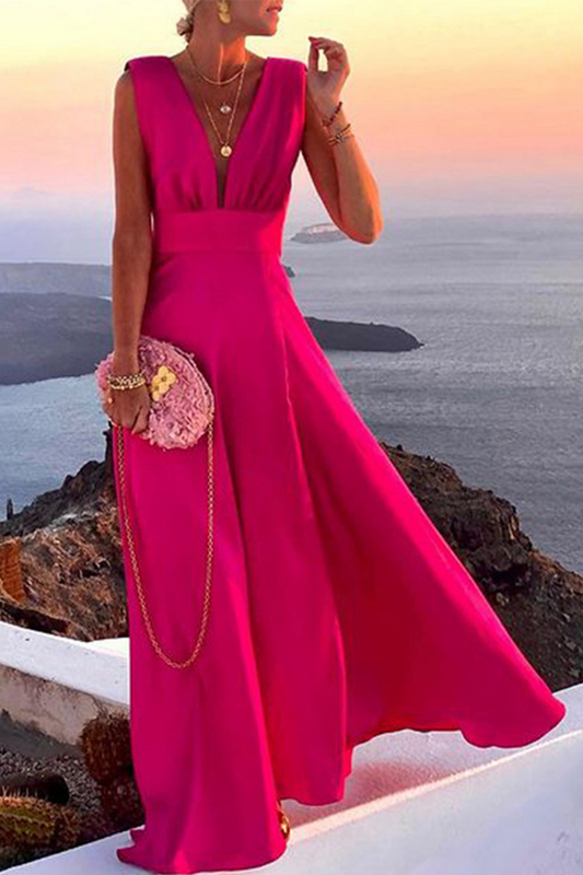 WW | Solid Slit Dress with Tiered Skirt