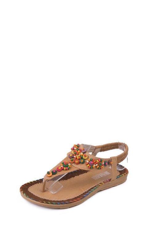 Damen Sandalen mit bunten Zierperlen und rutschfester Sohle W&W