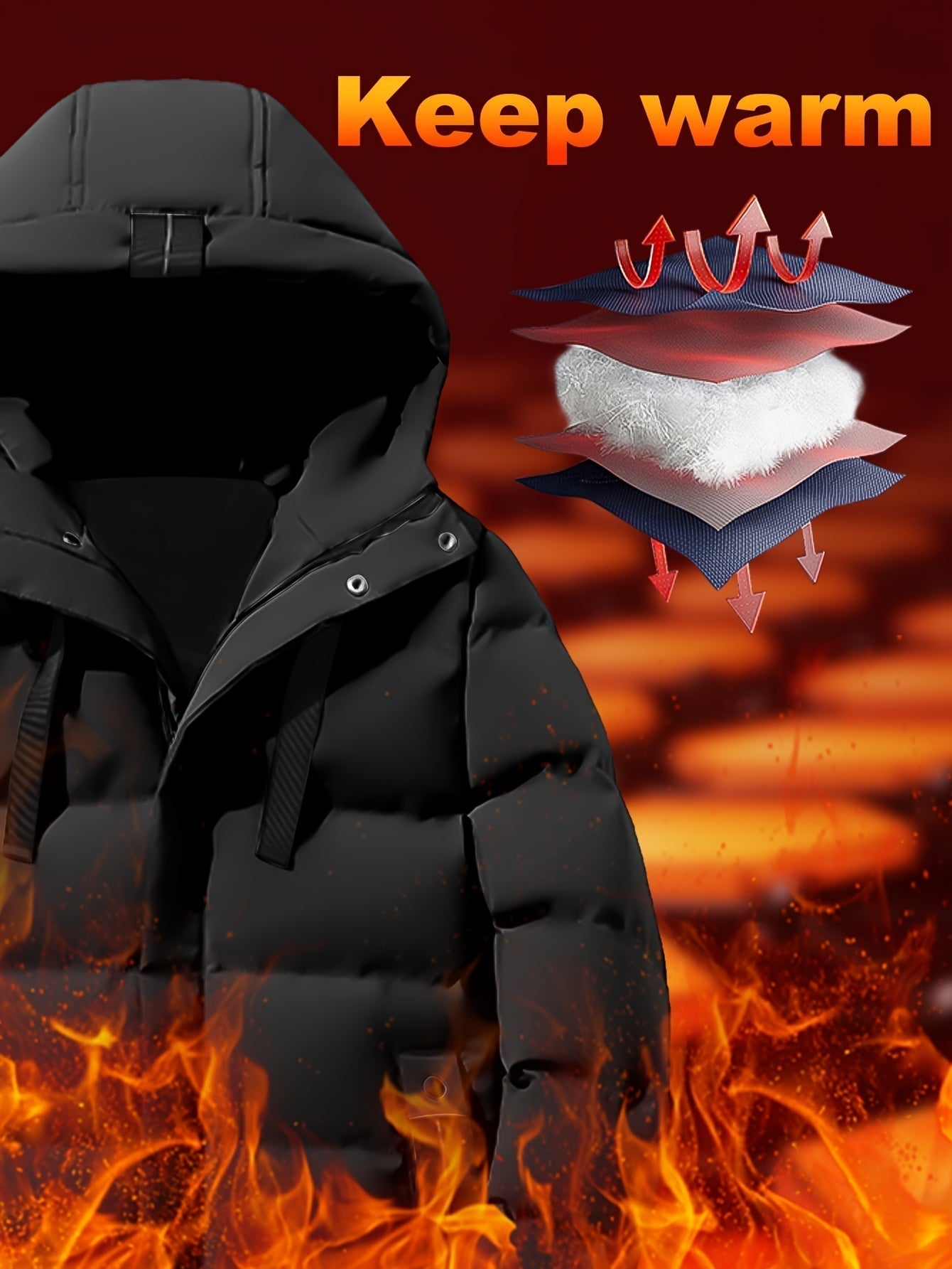 WW | Hooded Cotton Material With Large Pocket And Drawstring Winter Jacket For Men - Perfect for Outdoor Activities