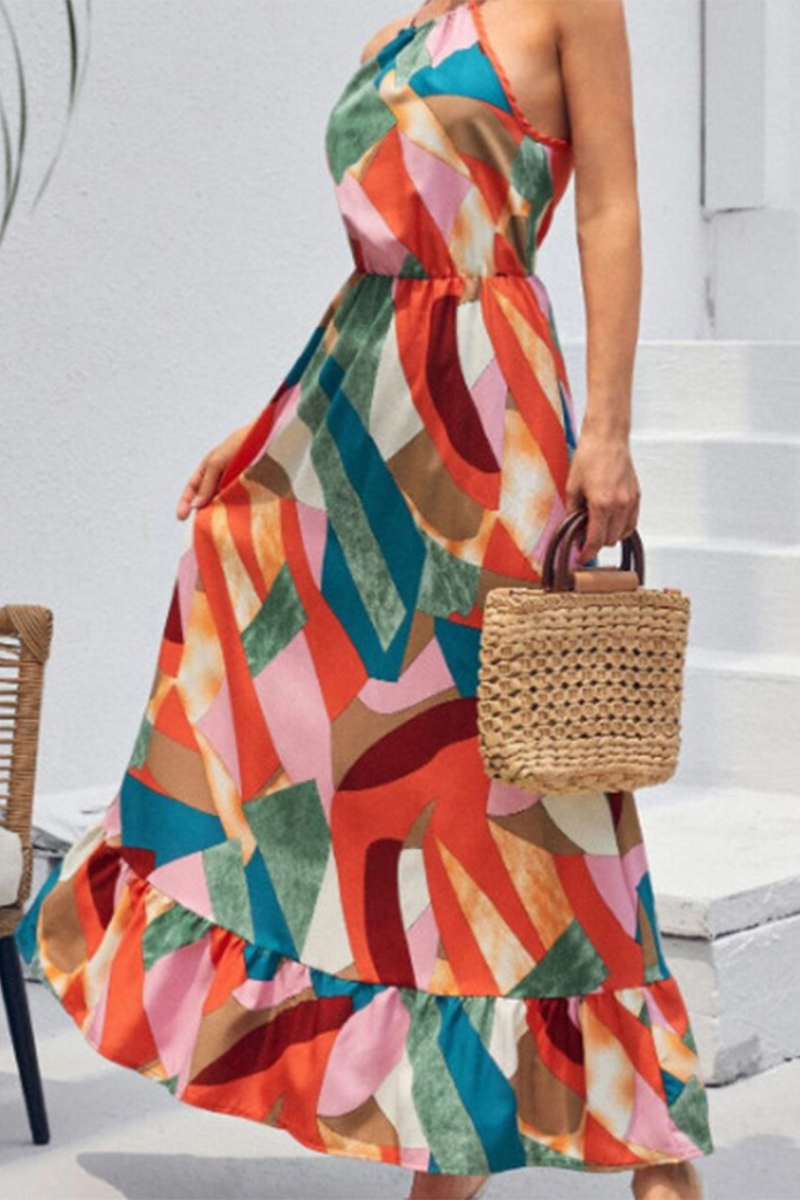 WW | Mode Print Split Joint Halter Kuchen Röcke Kleider