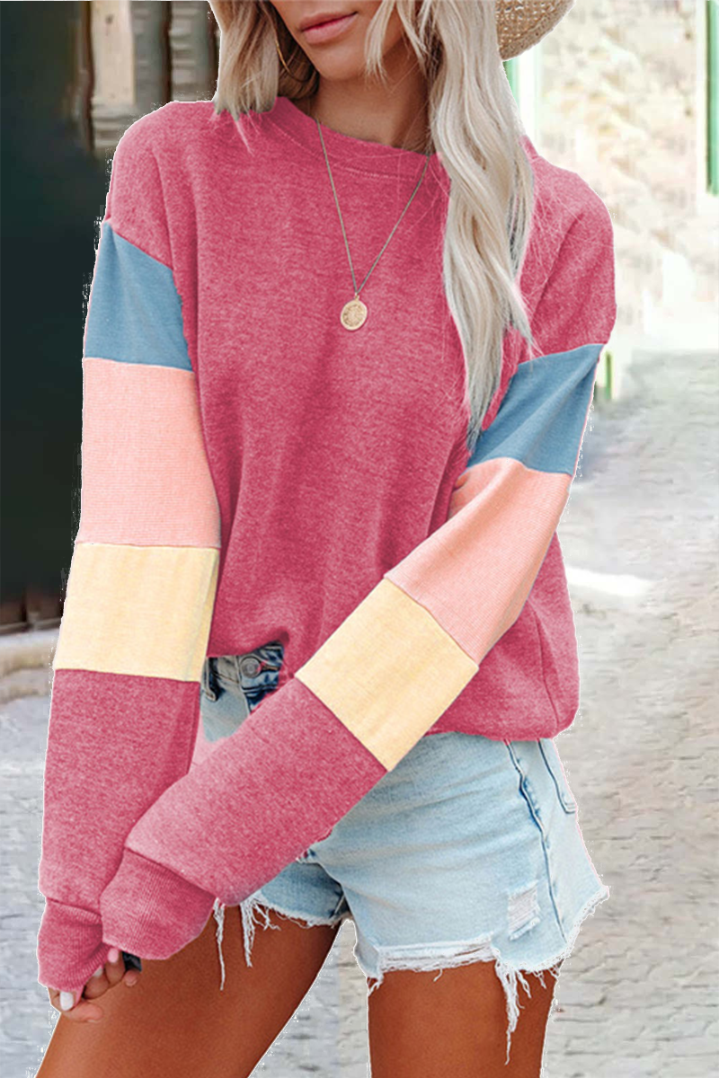WW | Street Solid Patchwork O-Neck Top