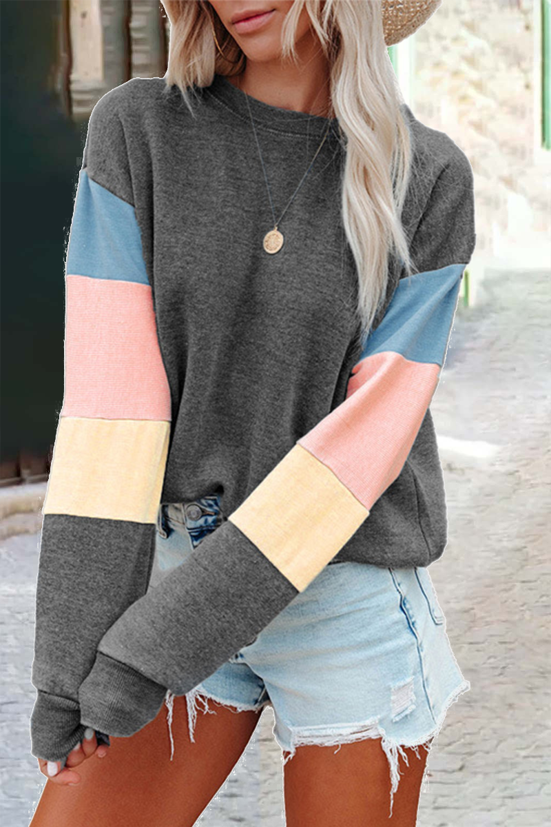 WW | Street Solid Patchwork O-Neck Top