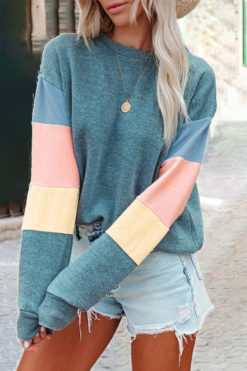 WW | Street Solid Patchwork O-Neck Top