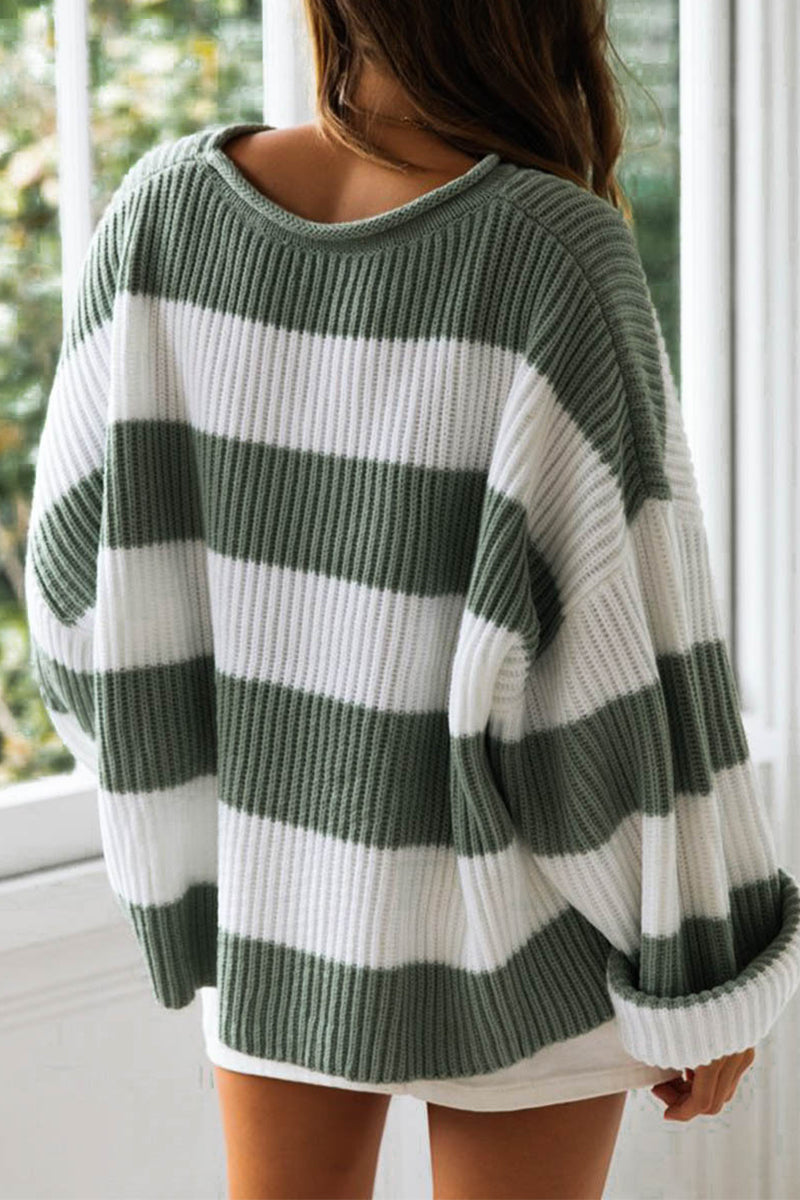 Angel™ - Fashionable Sweet Striped Contrast O-Neck Pullover